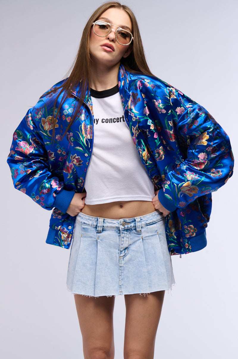 OLLIE METALLIC BROCADE BOMBER JACKET