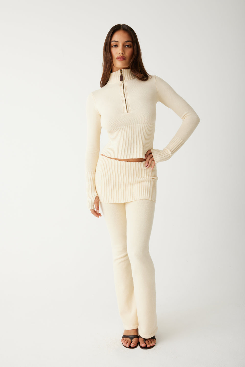 Mason Cloud Knit Flare Pant - French Vanilla