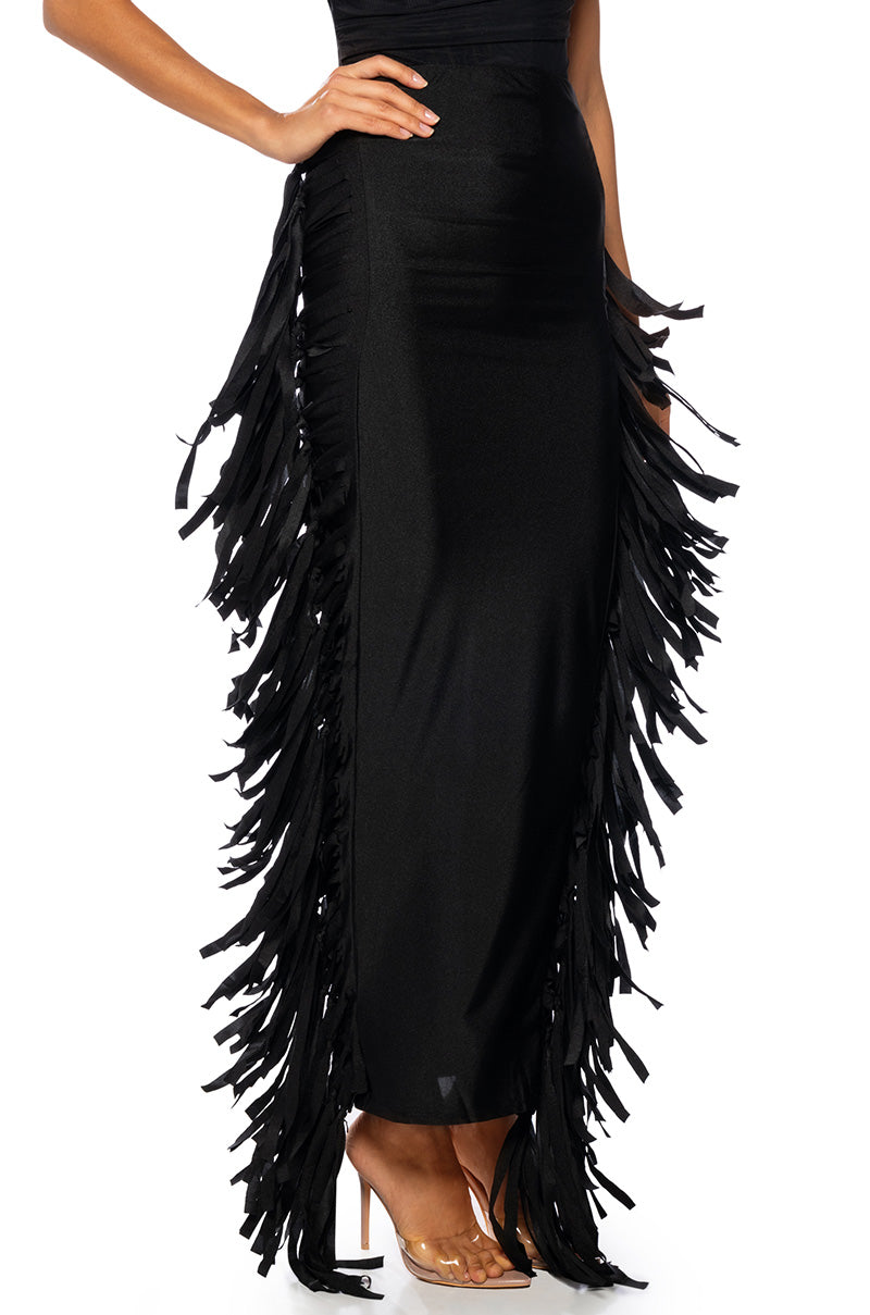 FRINGE ME OUT TUBE TOP MIDI DRESS