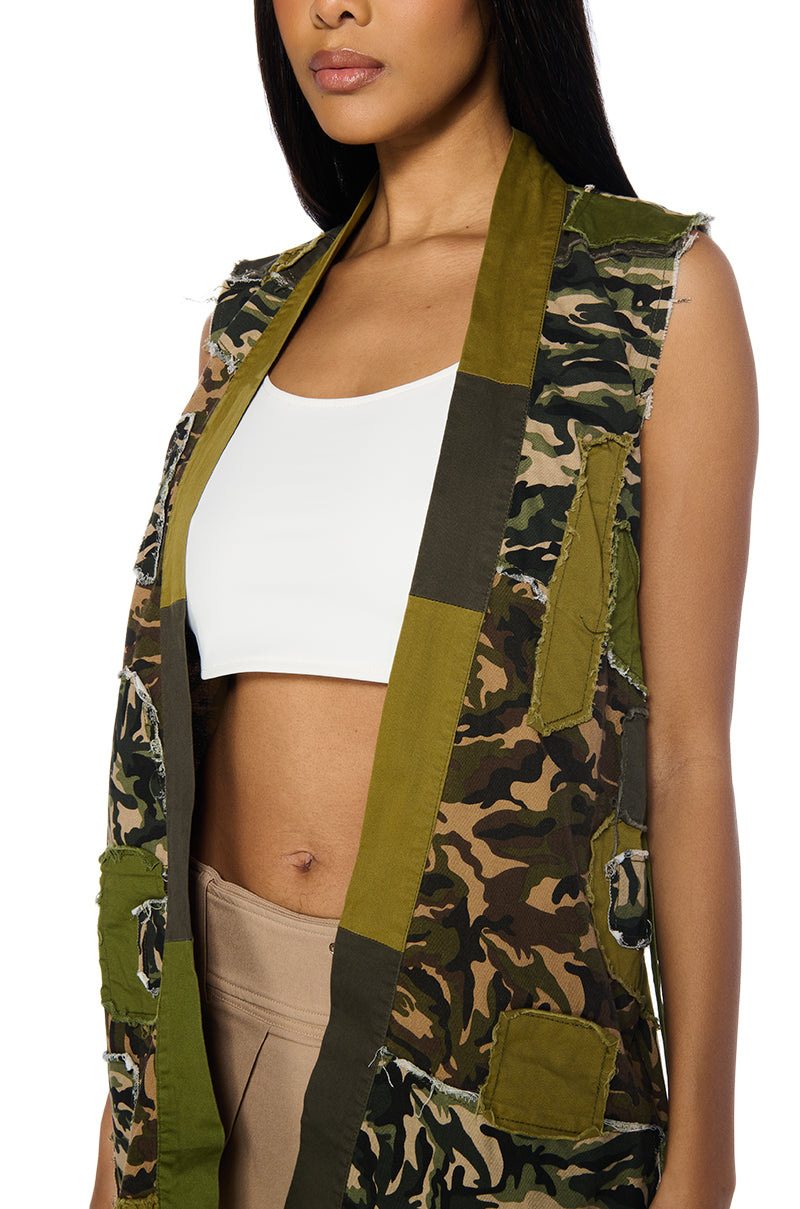 CAN YOU DIG IT CAMO PATCHWORK VEST