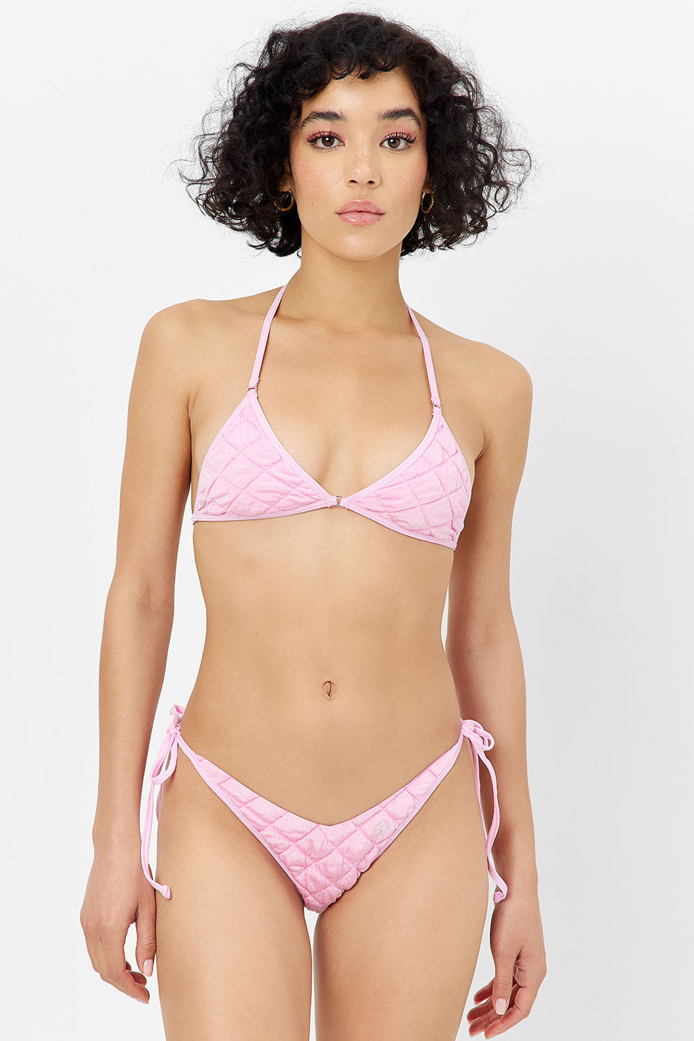 Ivy String Triangle Bikini Top - Baby Pink