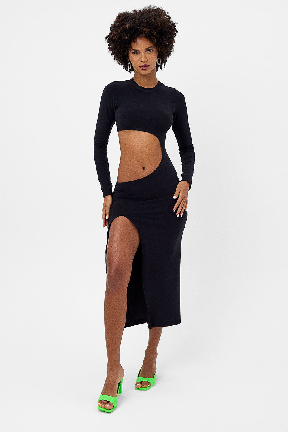 Carolina Terry Midi Dress - Black