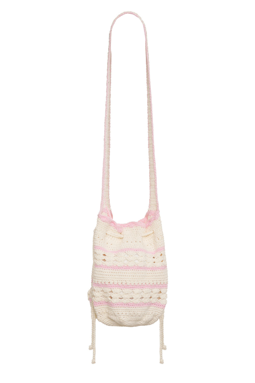 Eloise Crochet Drawstring Bag - White