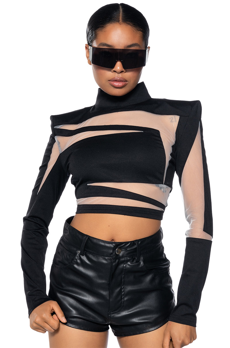 NOW OR NEVER ILLUSION MESH BLOUSE