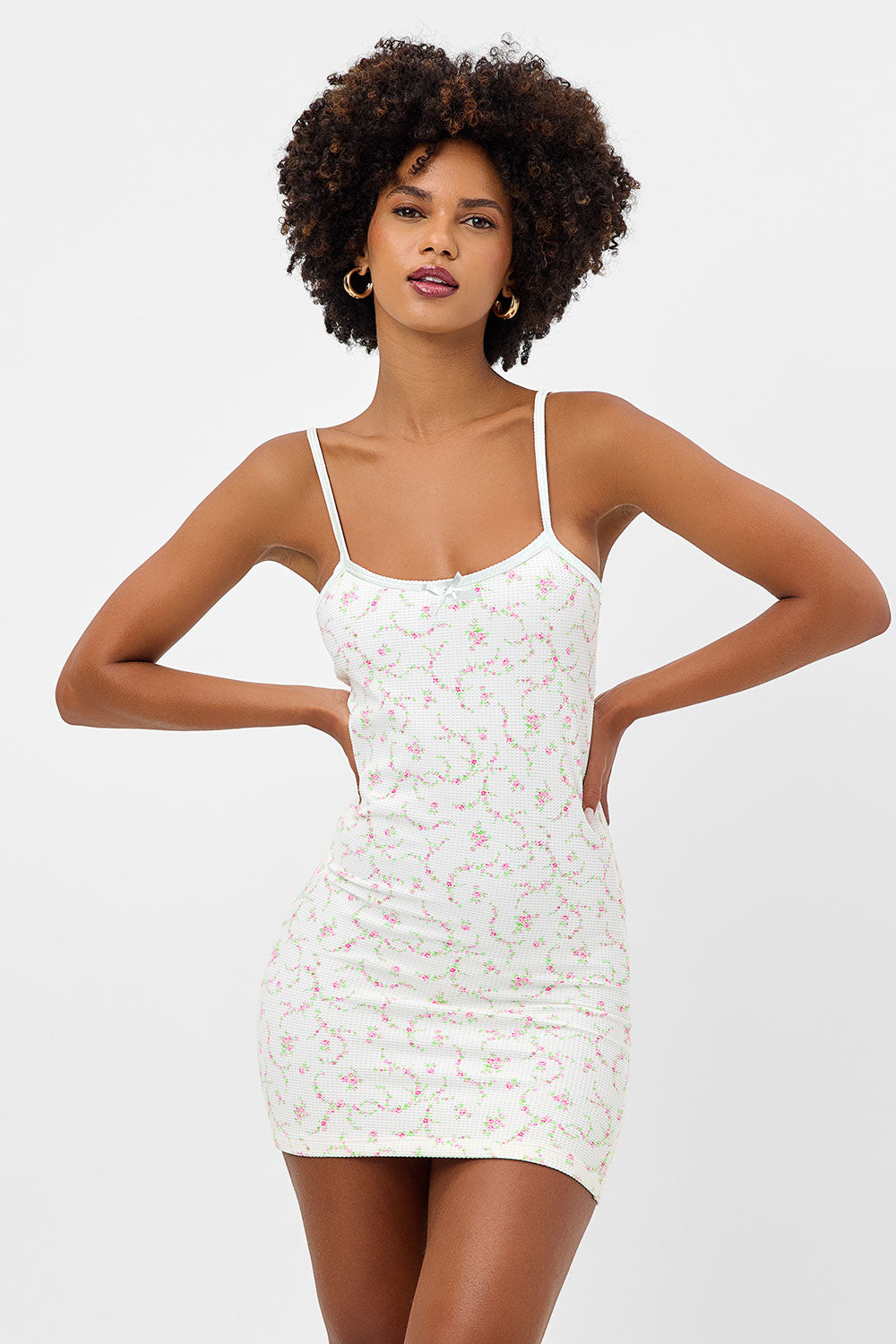 Gwen Waffle Mini Dress - Day Lily