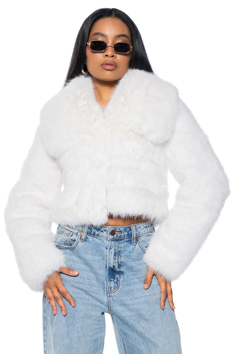 NEFTY SOFT FAUX FUR JACKET IN WHITE