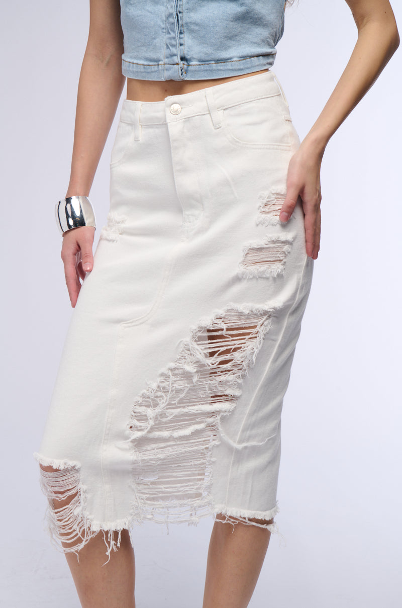 SUMMERTIME MIDI DENIM SKIRT