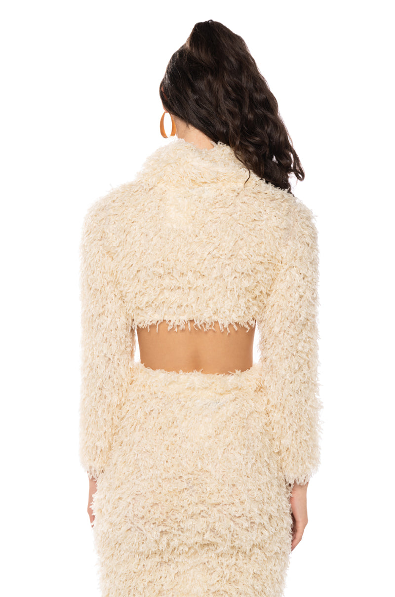 SWEATER WEATHER FUZZY TURTLENECK CROPPED SWEATER