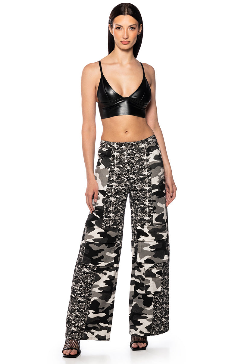 ITS A THANG FAUX LEATHER CROP TOP