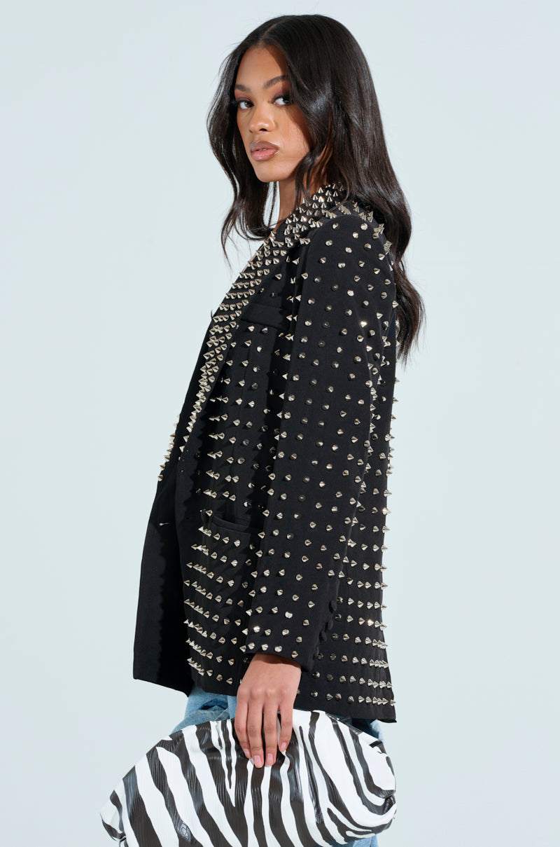 SUGAR AND SPICE SPIKED STUD BLAZER