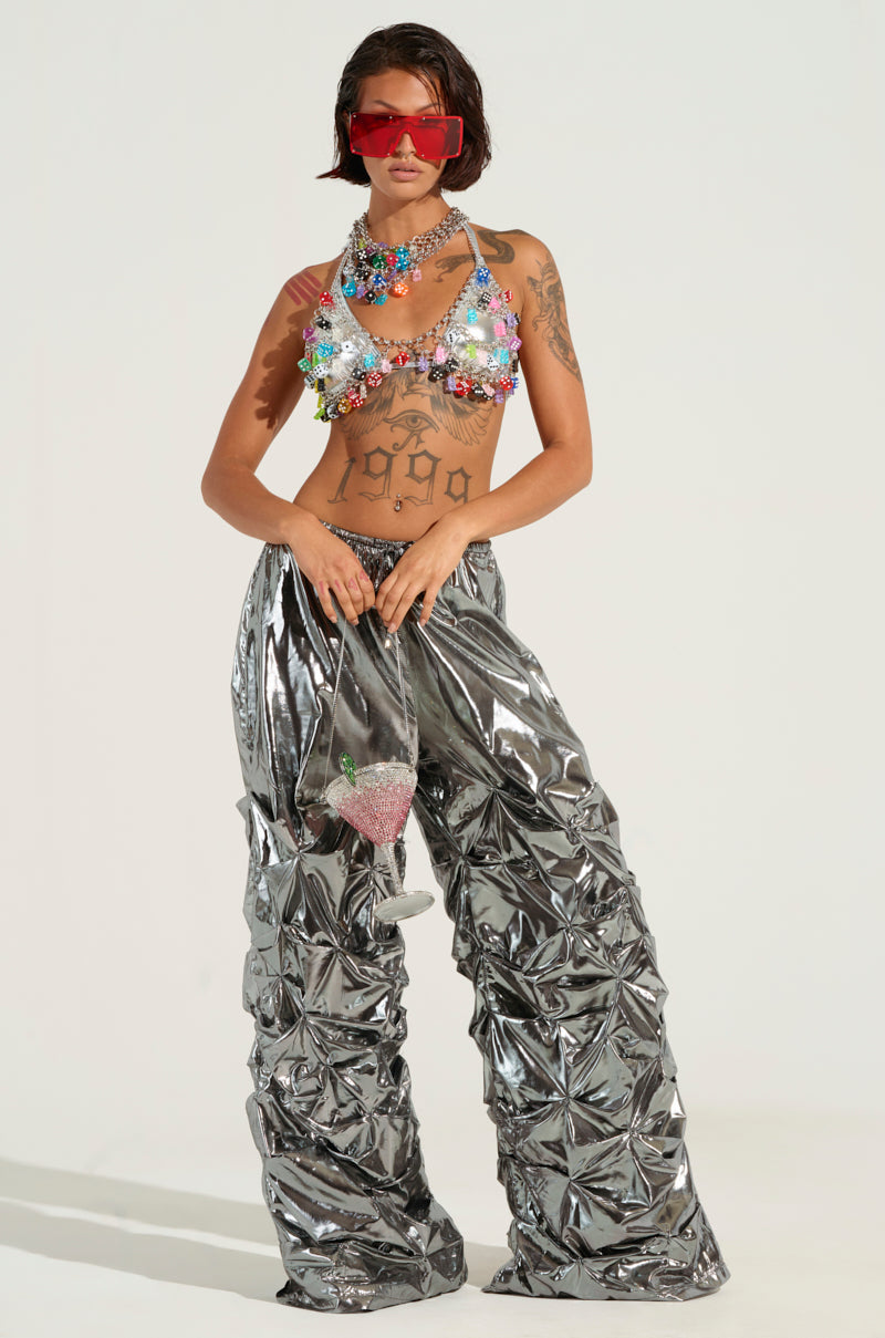 COINCIDENTAL LOVE OVERSIZED METALLIC RUCHED PANT