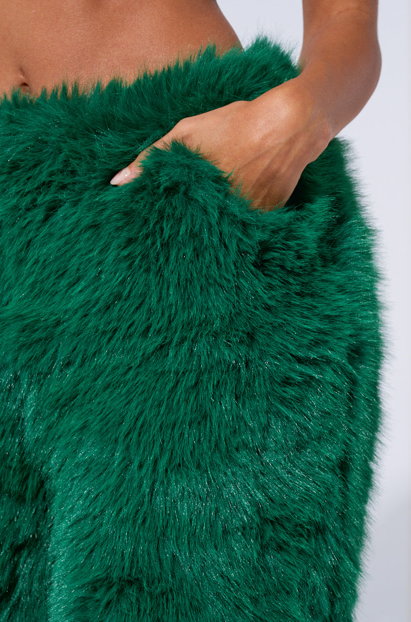 SEEING GREEN WIDE LEG FASHION FUR PANT