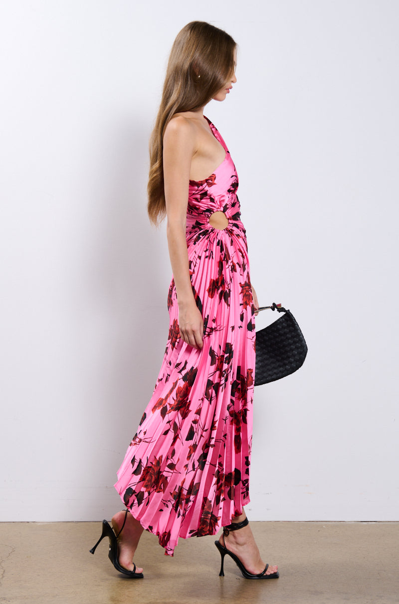 THIS TIME AROUND FLORAL ONE SHOULDER MIDI DRESS