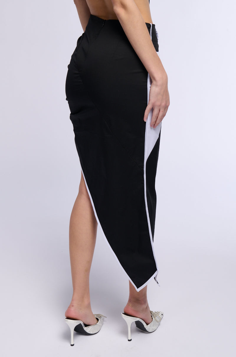 SABRINA ASYMMETRIC MIDI SKIRT