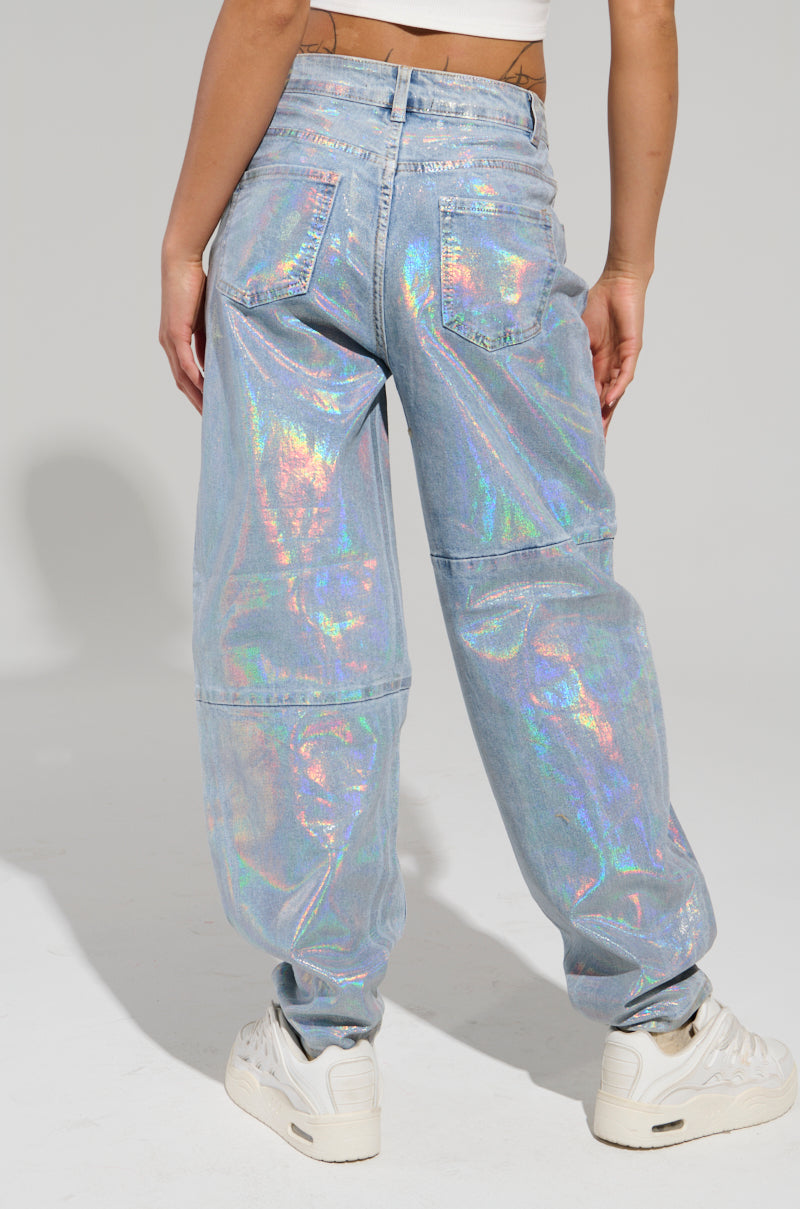 ASTRONOMICAL SILVER GILDED BARREL DENIM PANT