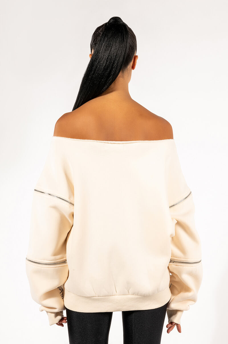 MONDRIAN OFF THE SHOULDER OVERSIZED SWEATSHIRT