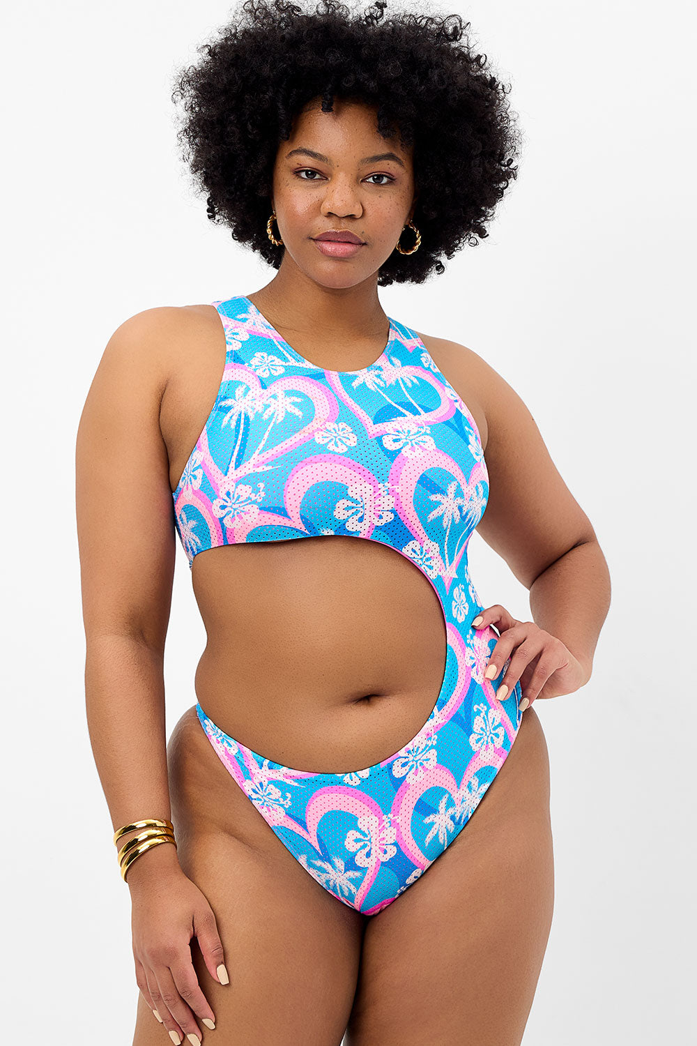 Mel Mesh High Neck One Piece Swimsuit - Tropic Love