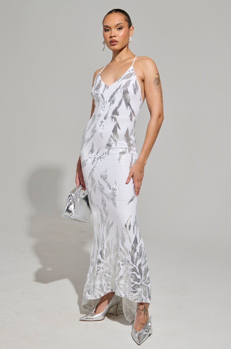 WINTER WHITES SEQUIN MAXI DRESS