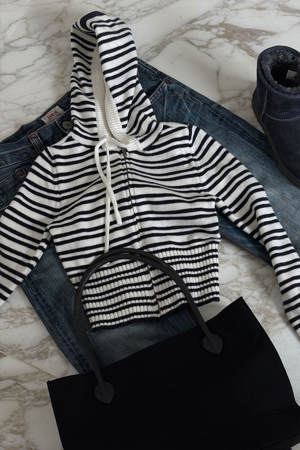 Aimee Knit Zip Up Hoodie - Starlit Stripe