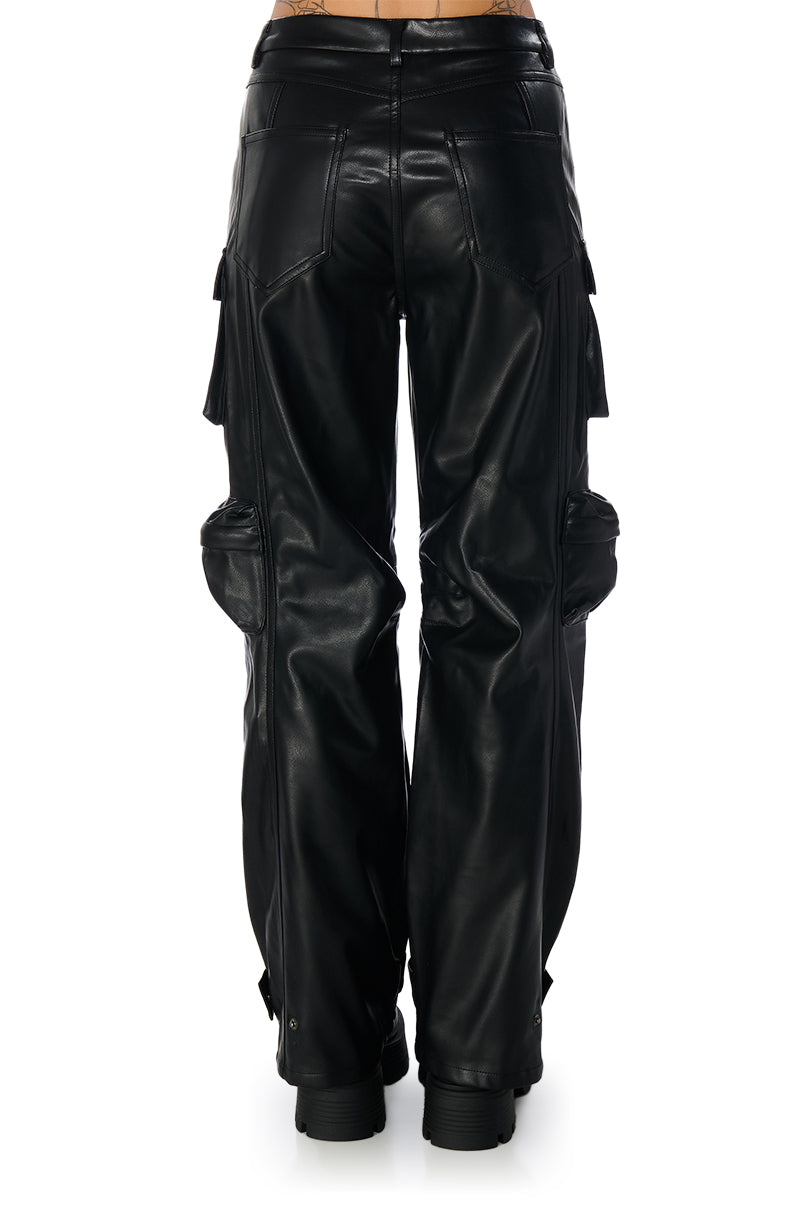 BONNE SOIREE CARGO FAUX LEATHER PANTS