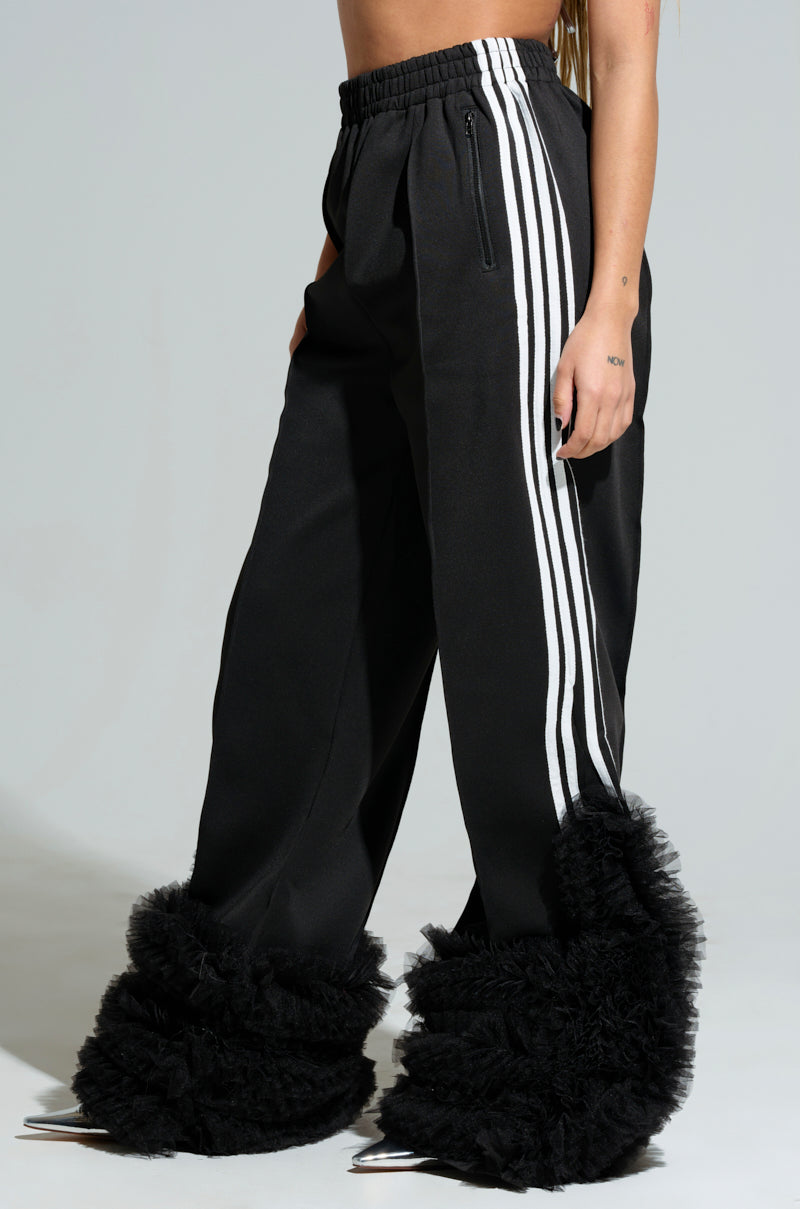 MODERN JAM TRACK PANT WITH TULLE IN BLACK