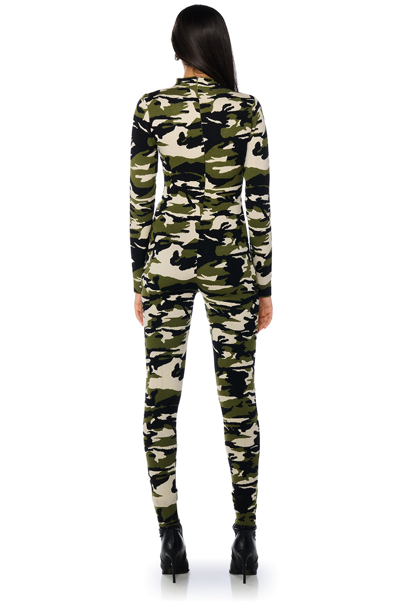 REMI CAMO KNIT JUMPSUIT