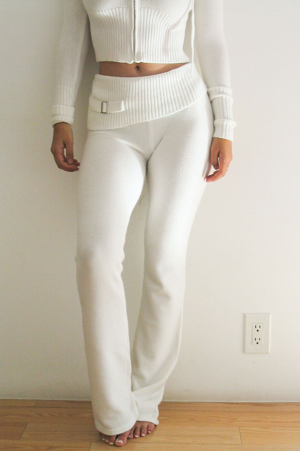 Fleur Cloud Knit Low Rise Pant - Snow White