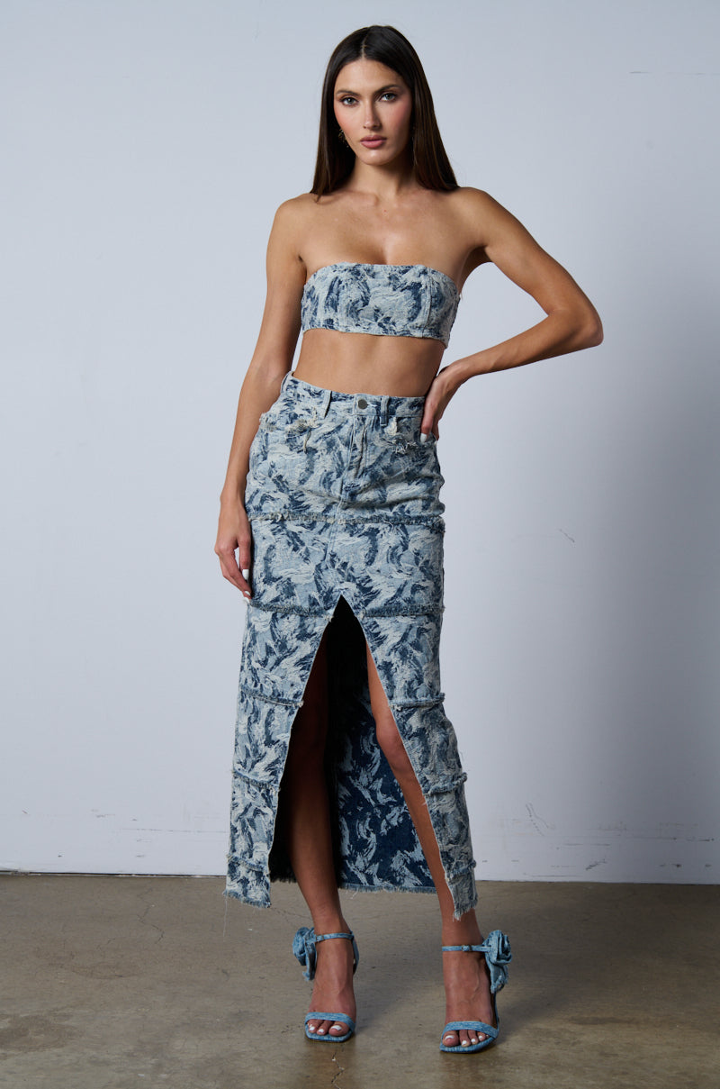 SOLEIL DISTRESSED DENIM BANDEAU