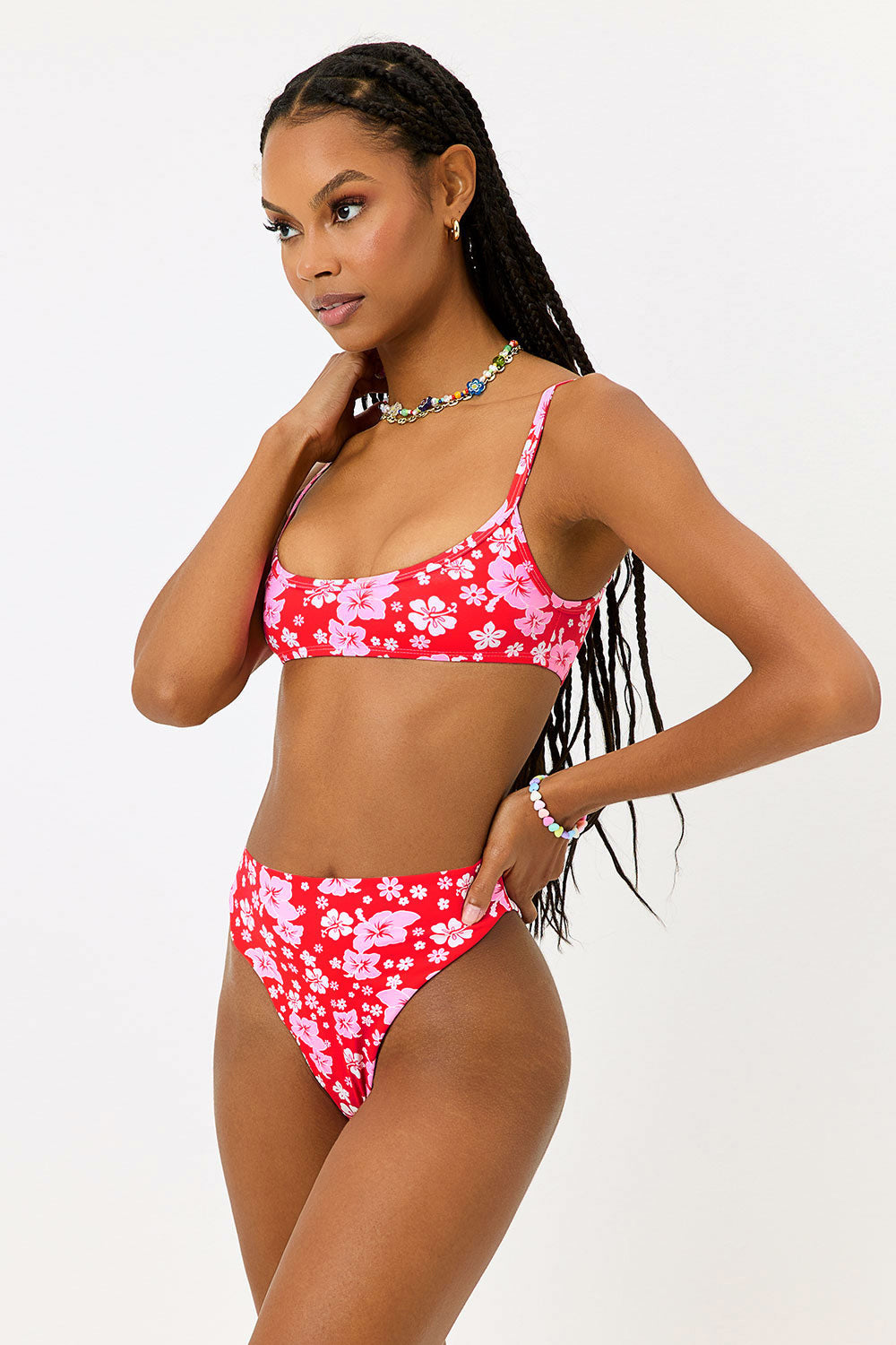 Anne Floral High Waist Bikini Bottom - Coconut Girl