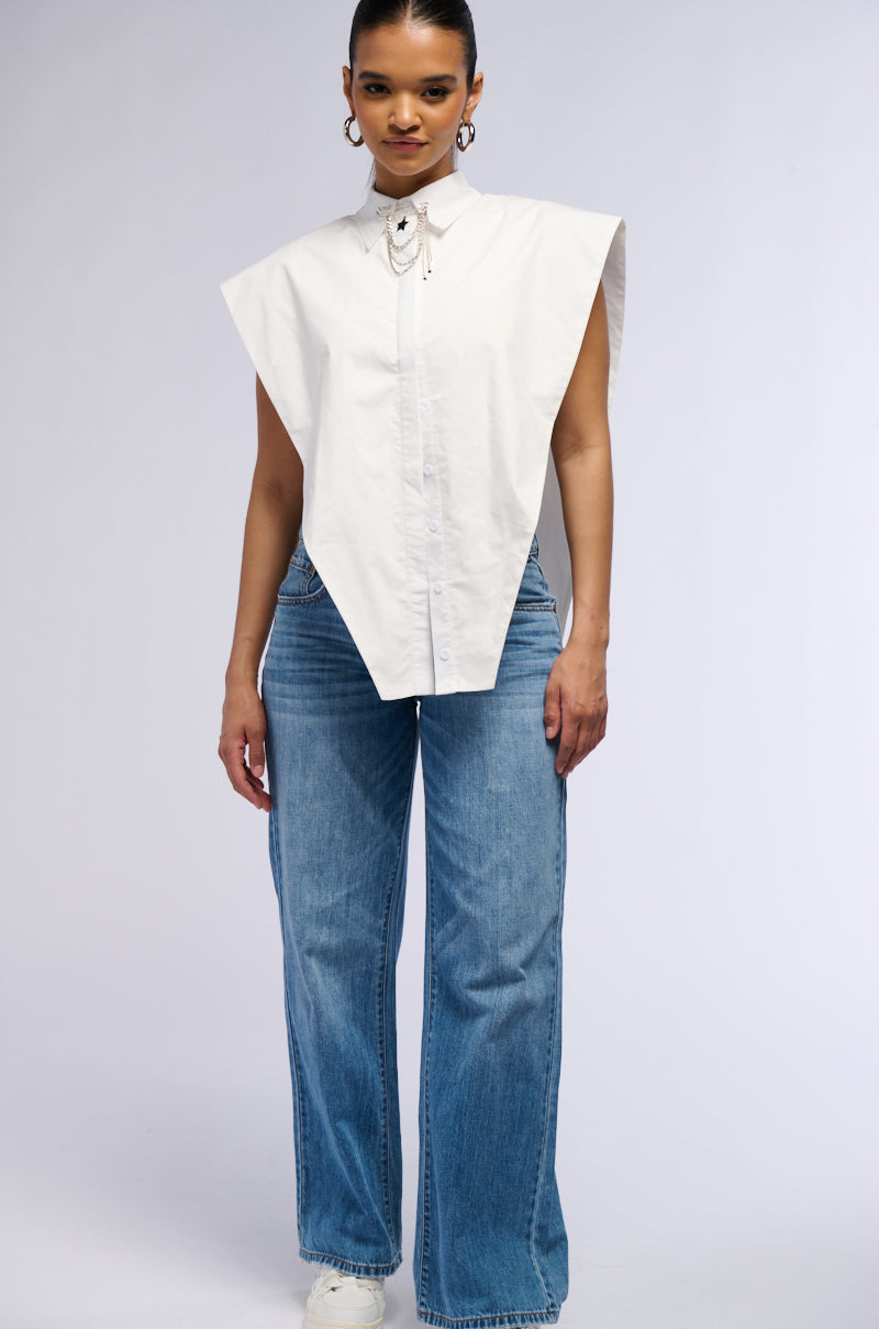 ALWAYS GIVING BUTTON DOWN POPLIN BLOUSE