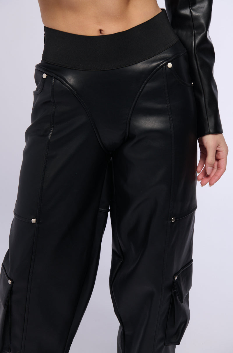 BACK FROM THE MATRIX WIDE LEG STRETCH PU PANT