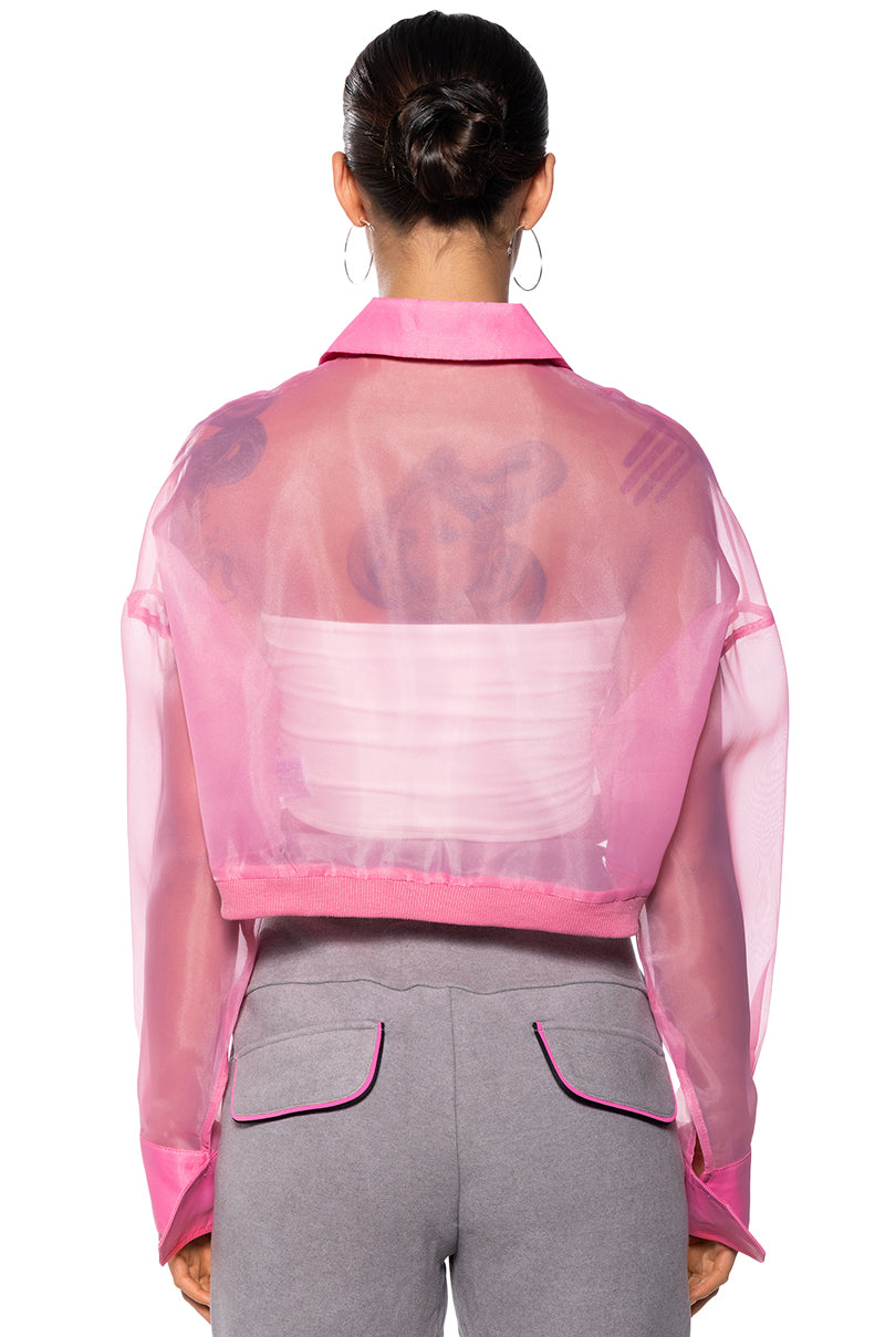 HYDE MESH BOMBR JACKET IN PINK