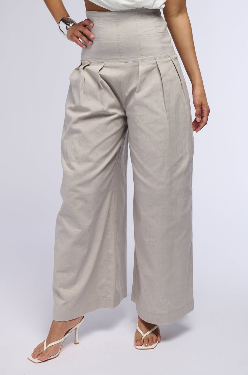 LUNA HIGH WAISTED WIDE LEG LINEN TROUSER