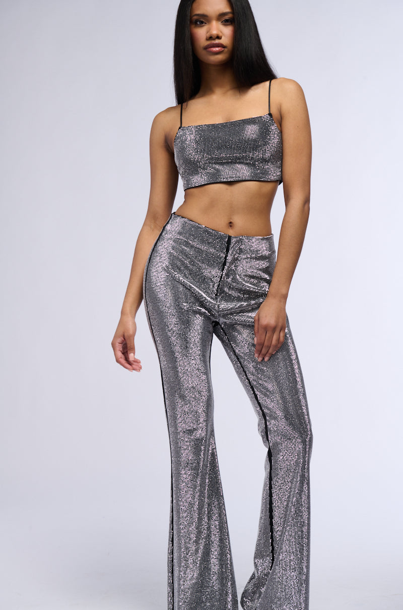 DIAMONDS DANCING FLARE LEG TROUSER IN BLACK