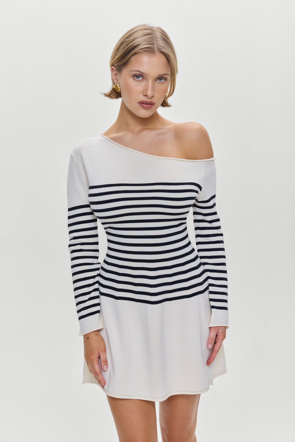 Boardwalk Off Shoulder Mini Dress - Ivory