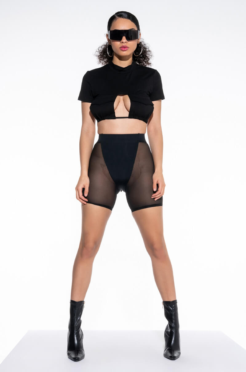 BARELY THERE MESH BIKER SHORT