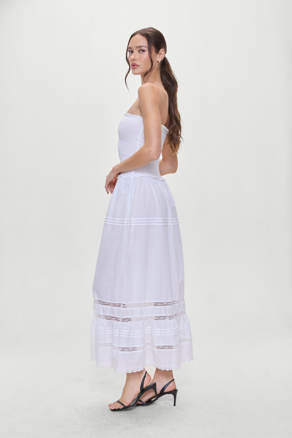 Empress Strapless Smocked Maxi Dress - White