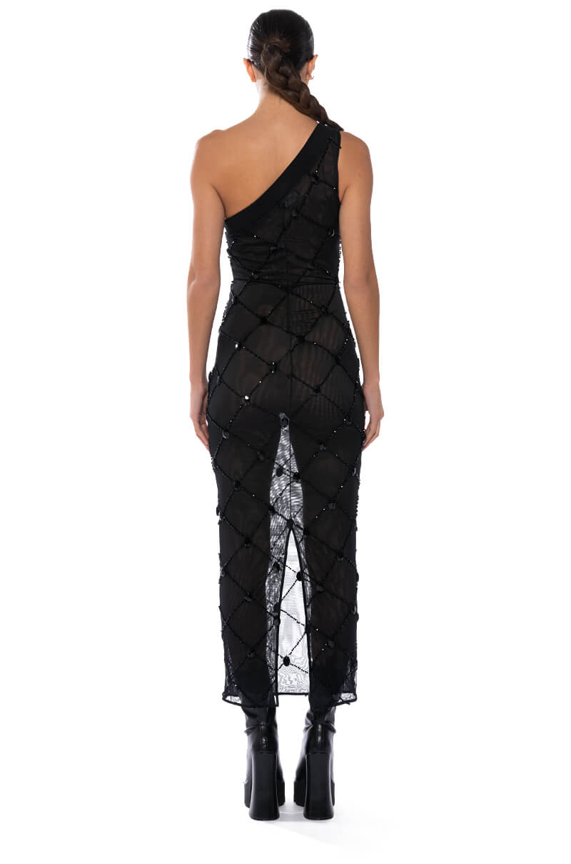 CROSS ME MESH SEQUIN DRESS