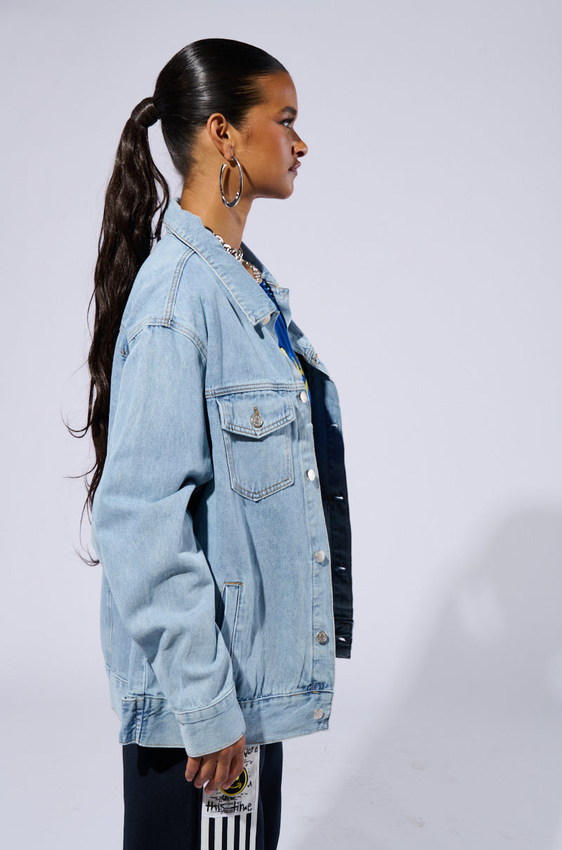 BE RIGHT BACK OVERSIZED DENIM JACKET