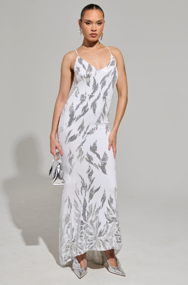 WINTER WHITES SEQUIN MAXI DRESS