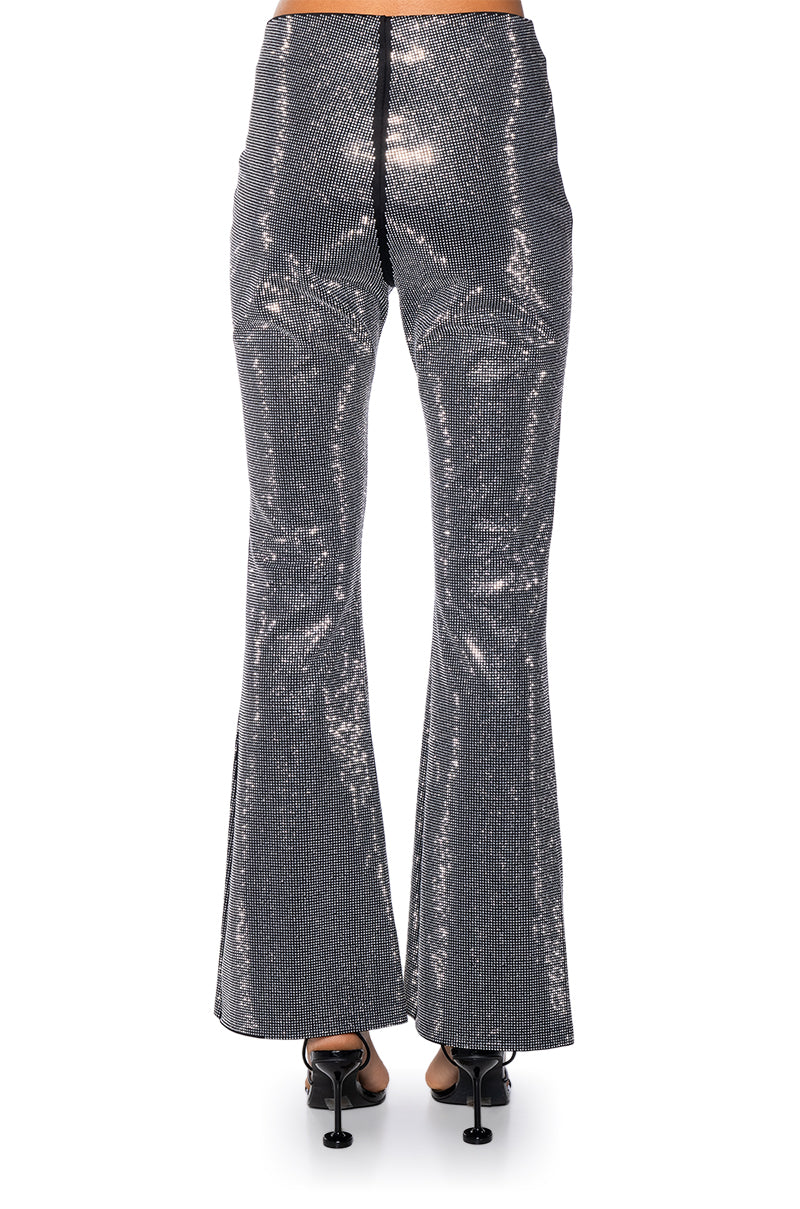 DIAMONDS DANCING FLARE LEG TROUSER IN BLACK