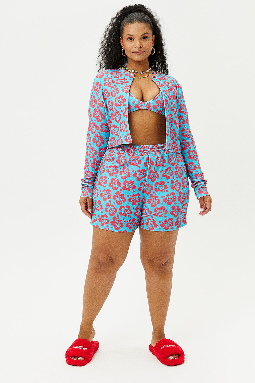 Fifi Terry High Waist Shorts - Blue Magic