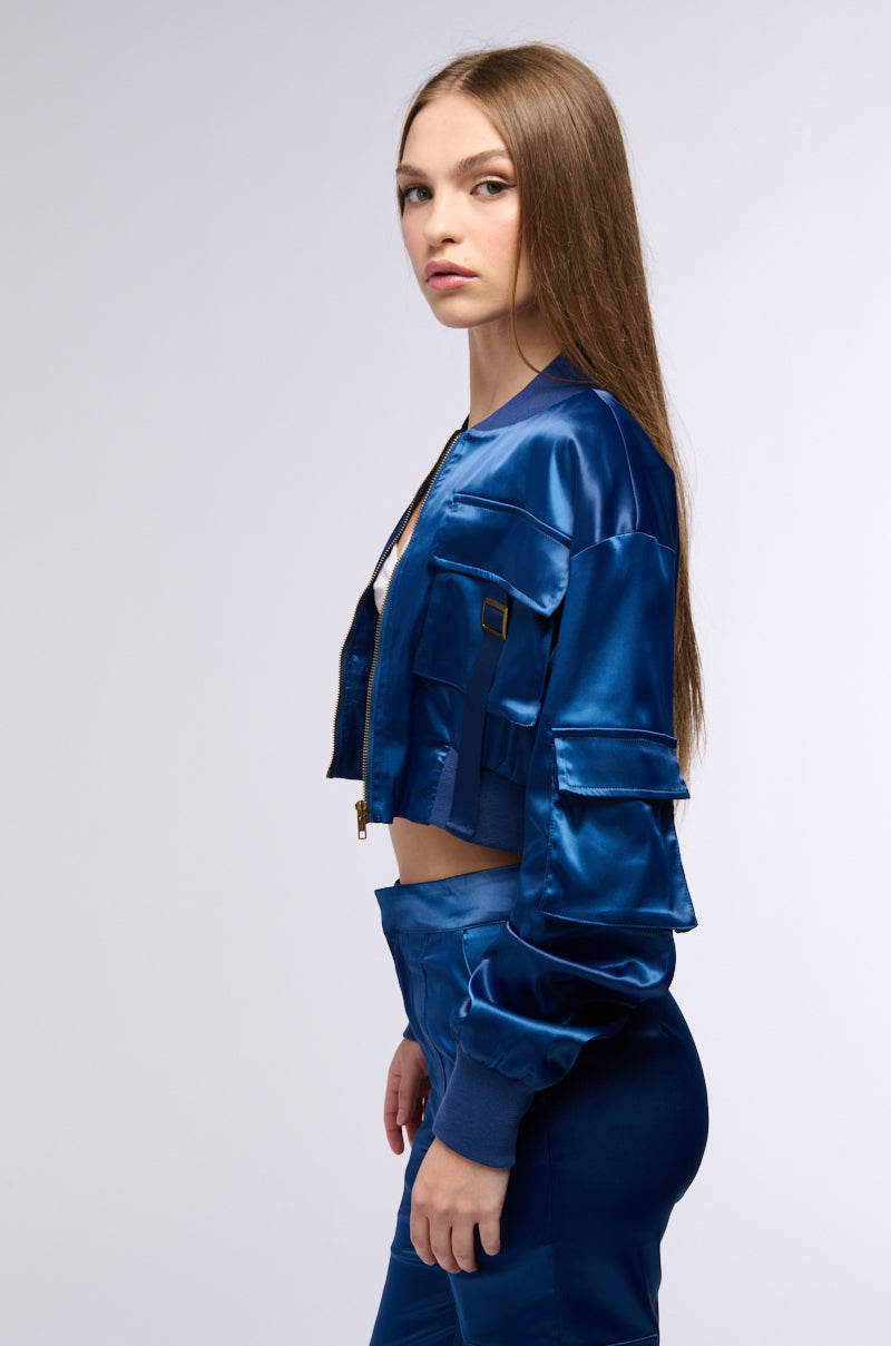 FOR THE THRILL OF IT SATIN BOMBER