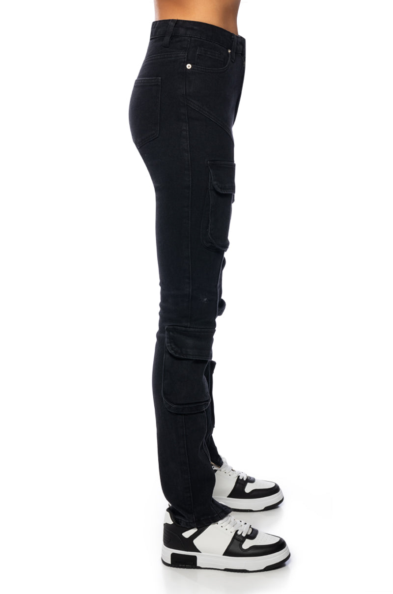 ONE STEP AT A TIME CARGO POCKET SKINNY JEANS