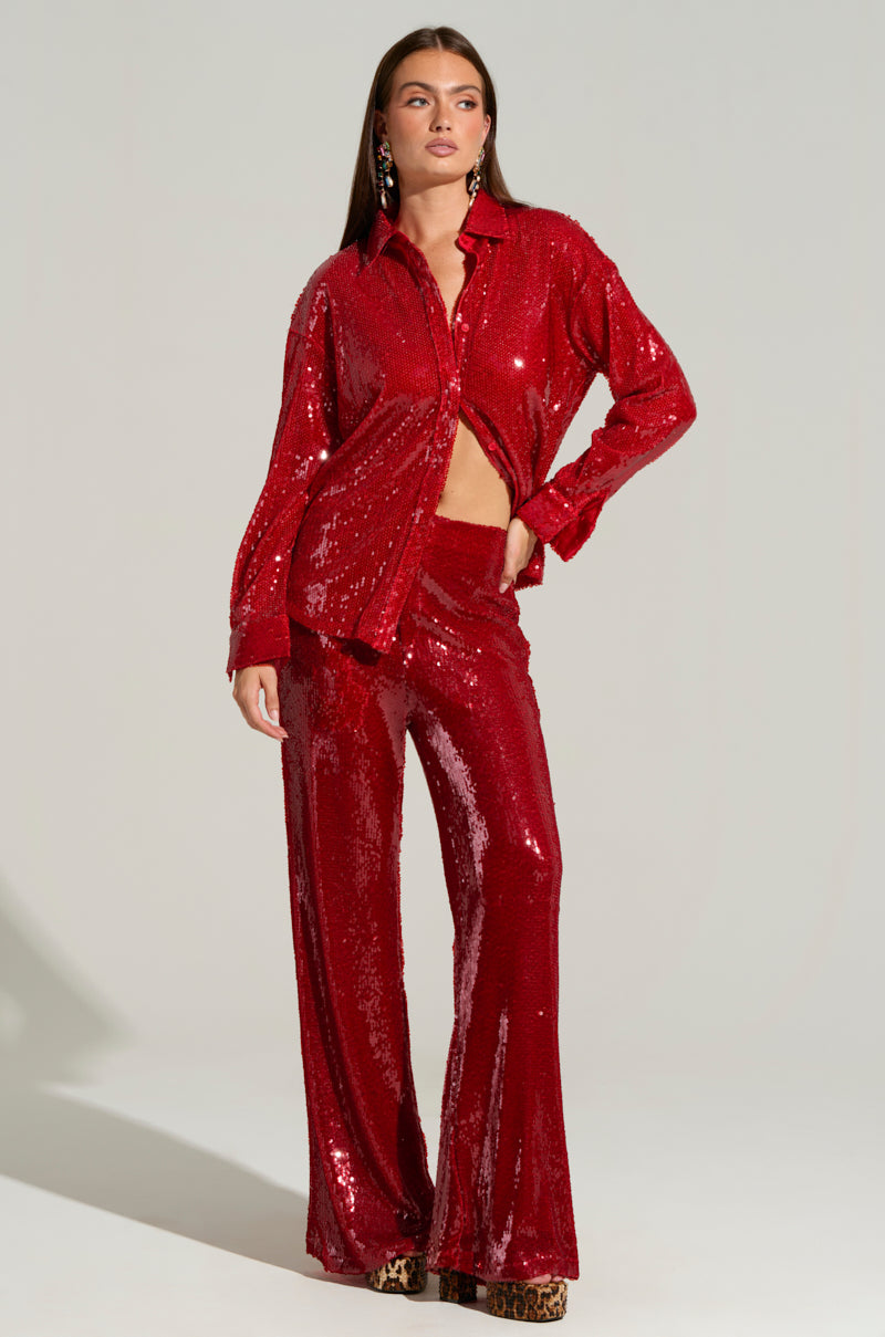 LOVER ZONE SEQUIN SHIRT IN RED