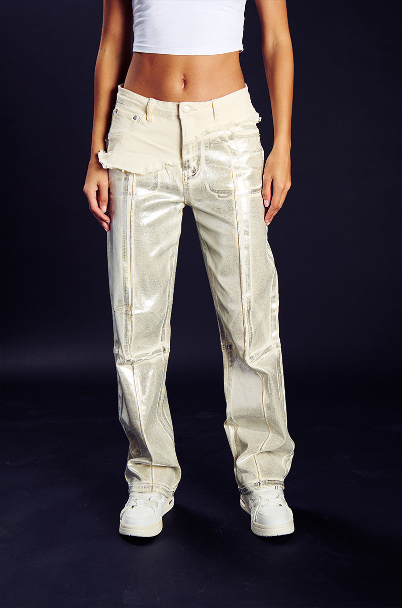 ATLAS METALLIC DETAIL WIDE LEG DENIM