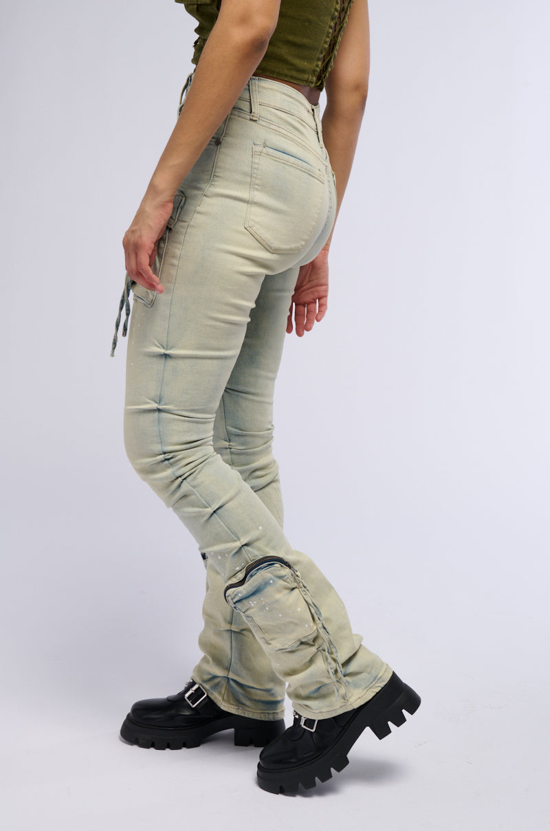 OMBRE BLUE HIGH RISE STACKED JEANS