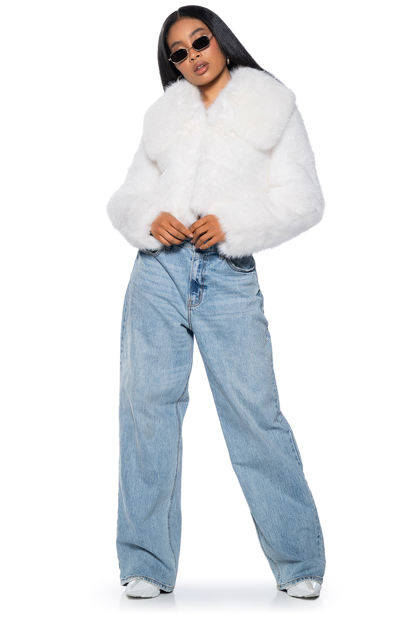 NEFTY SOFT FAUX FUR JACKET IN WHITE