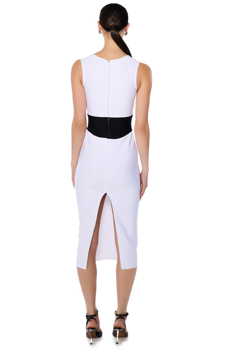 BIANCA COLORBLOCK BANDAGE KNIT MIDI DRESS