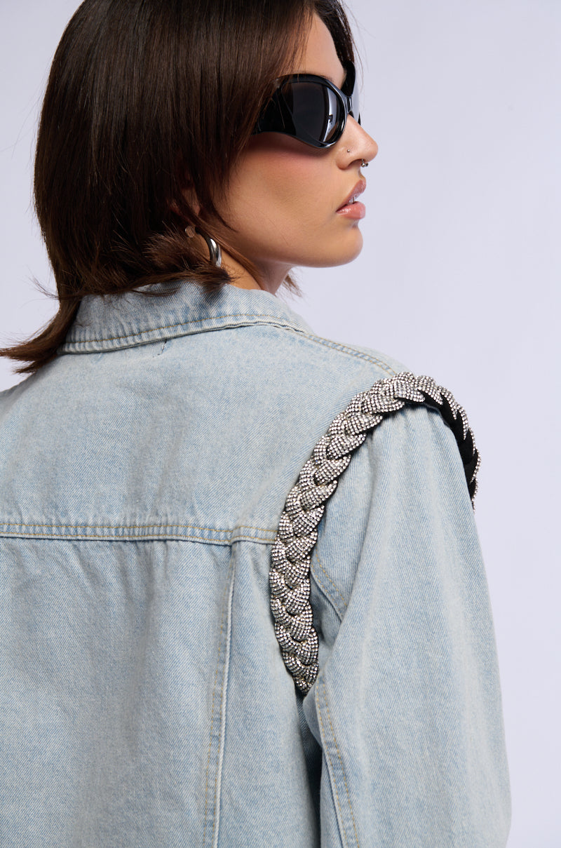 DIAMOND ROPE LIGHT WASH DENIM JACKET